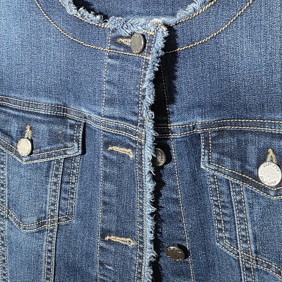 APNY Vintage Womens Distressed Frayed Blue Denim Jacket Sz XL - Picture 4 of 8